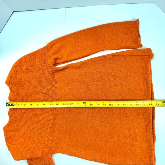 KUNA Women's Orange 100% Baby Alpaca V-Neck Long Sleeve Soft Sweater Size Medium - Picture 7 of 9